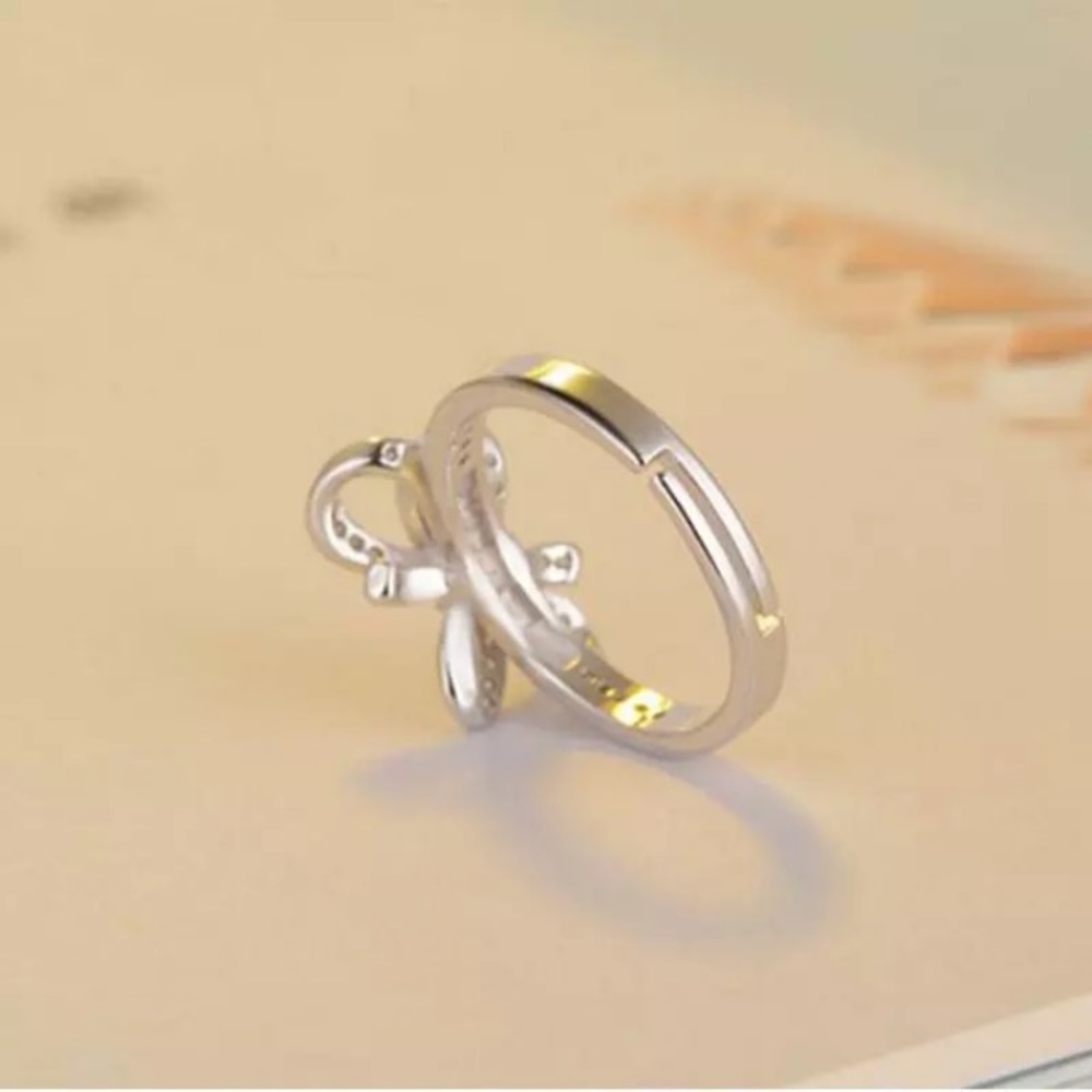 NEW 💎 925 Silver Adjustable big bow CZ Ring - Picture 5 of 6